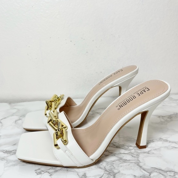 CAPE ROBBIN INTERMIX SEXY STILETTO GOLD HIGH HEELS FOR WOMEN SQUARE SIZE 8.5 NEW - Picture 2 of 5